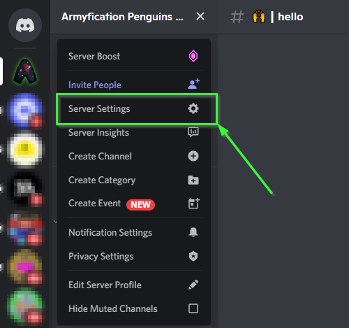 Click to Server settings